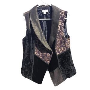 Coldwater creek Phoebe Brocade velvet patchwork vest womens M fairy grunge black